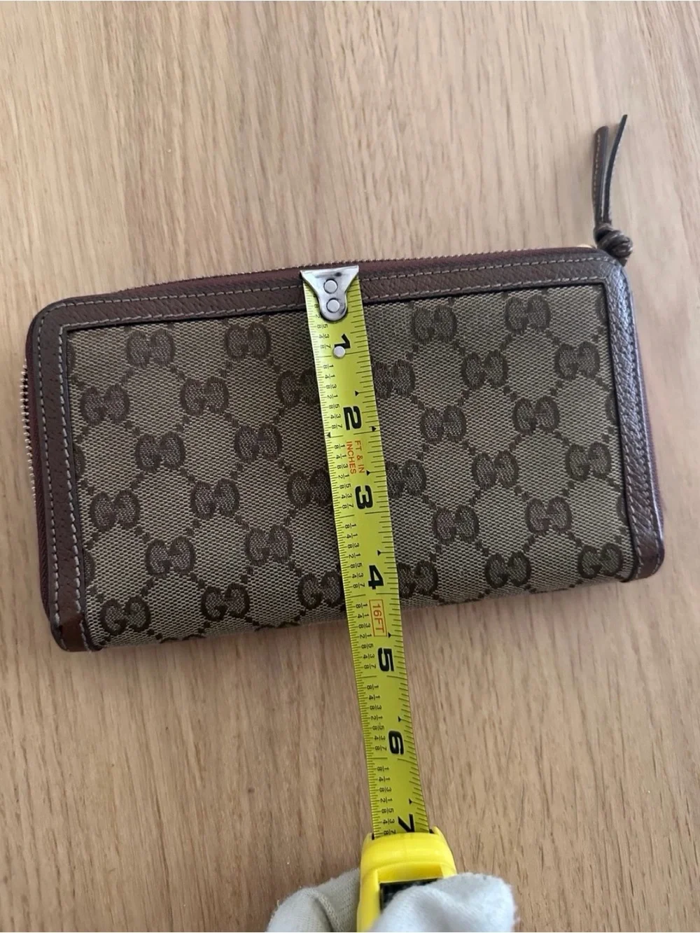 Gucci Brown GG Supreme Zip-Around Wallet